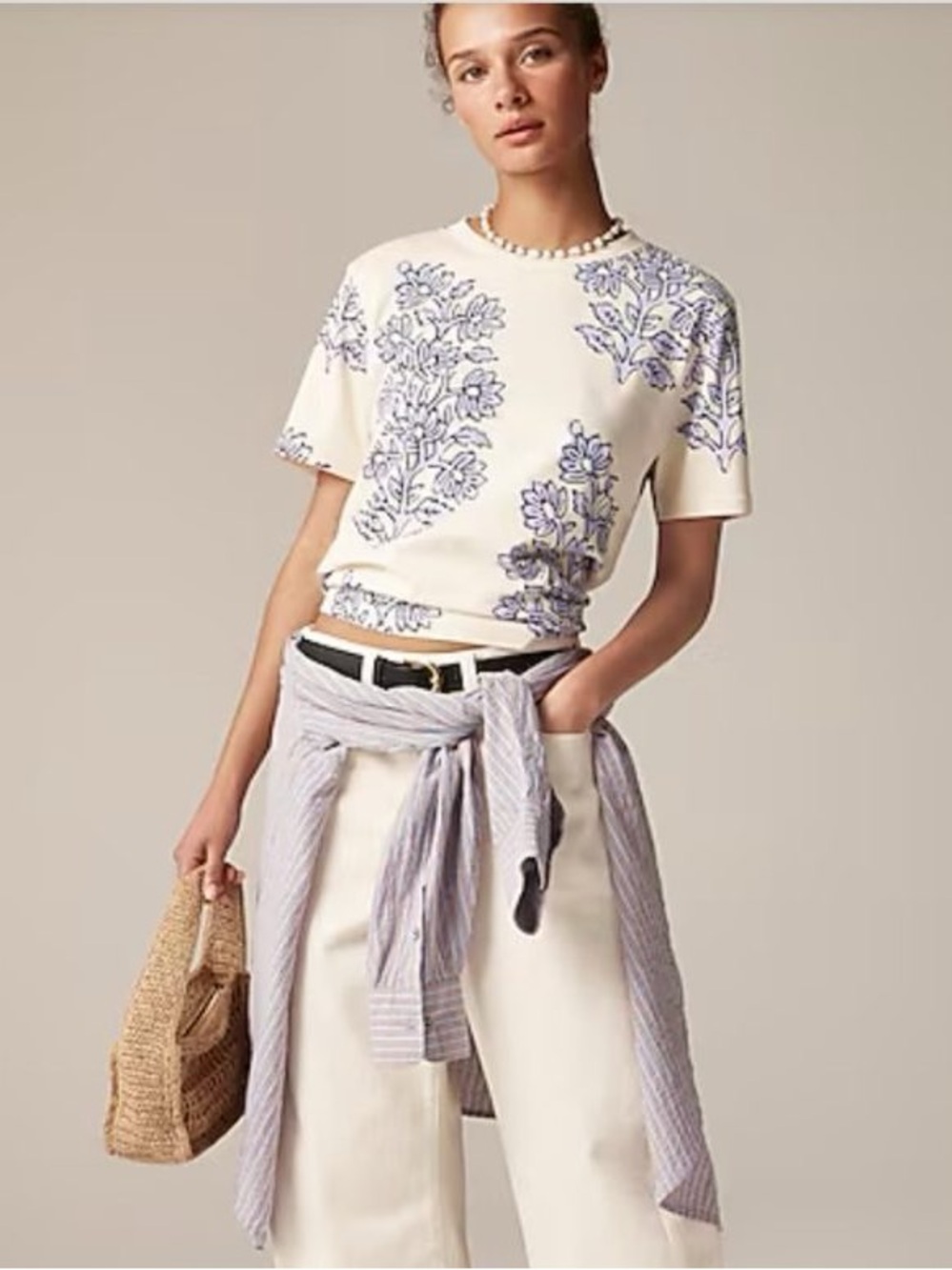 NWT | J Crew Broken-in Jersey T-shirt in Blooming Lilac Block Print